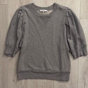 FRAME Gray Puff Sleeve Sweatshirt